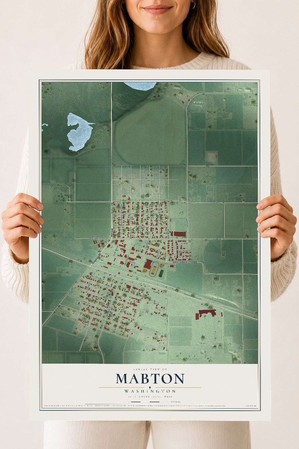 Map of Mabton, Washington, 18 x 24 inch unframed archival matte print