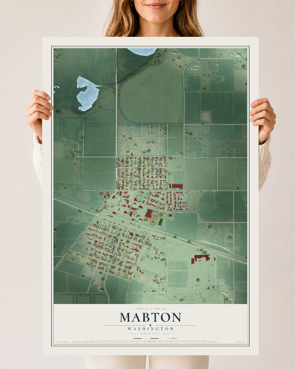Map of Mabton, Washington, 24 x 36 inch unframed archival matte print
