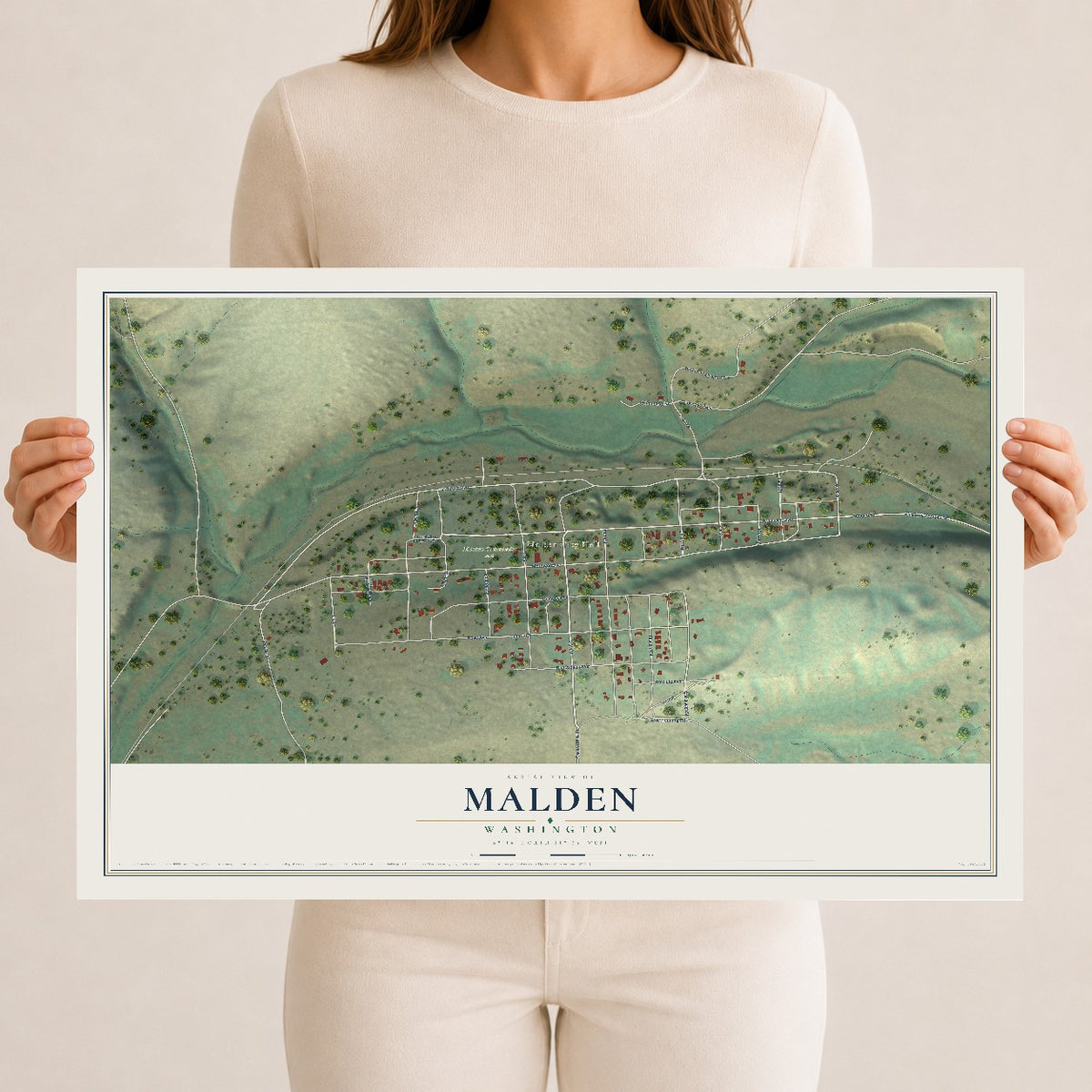 Map of Malden, Washington, 12 x 18 inch unframed archival matte print