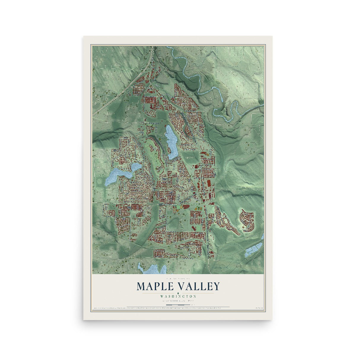 Map of Maple Valley, Washington, 12 x 18 inch unframed archival matte print