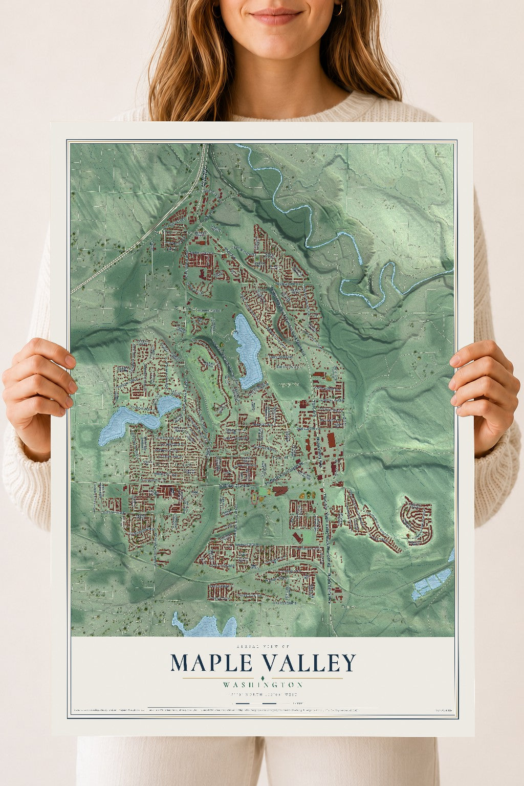 Map of Maple Valley, Washington, 18 x 24 inch unframed archival matte print