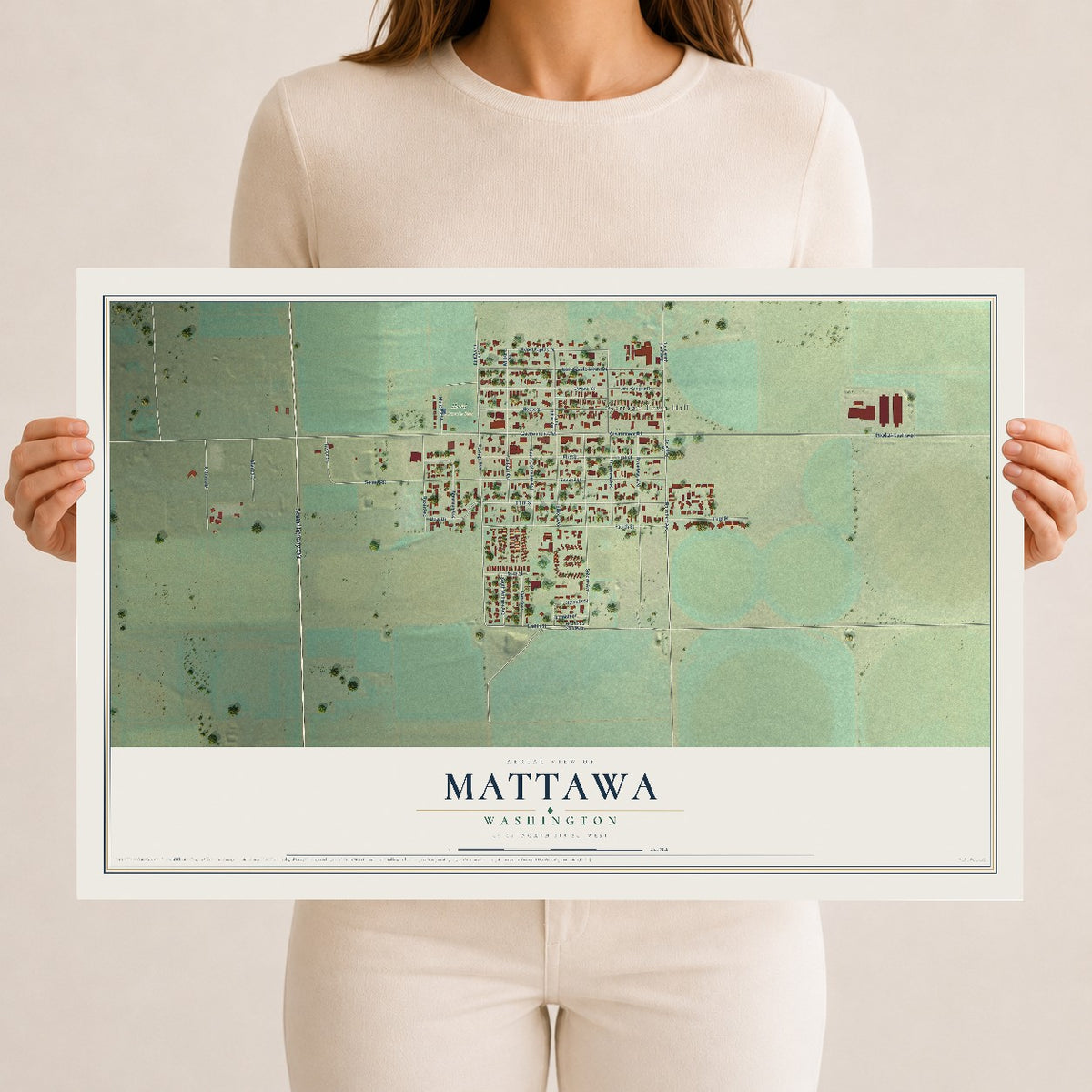 Map of Mattawa, Washington, 12 x 18 inch unframed archival matte print