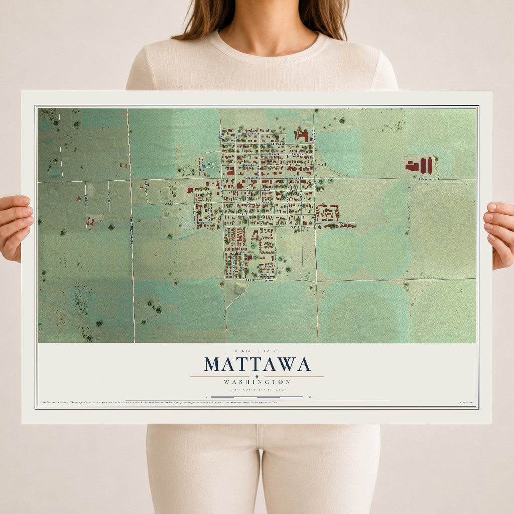 Map of Mattawa, Washington, 18 x 24 inch unframed archival matte print