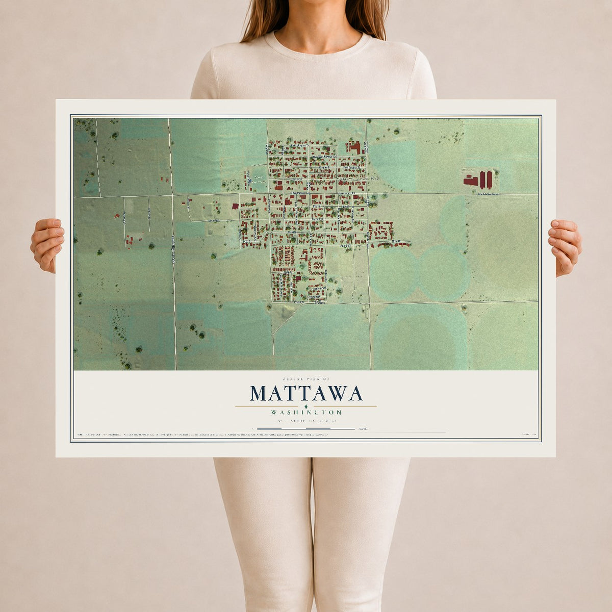 Map of Mattawa, Washington, 24 x 36 inch unframed archival matte print