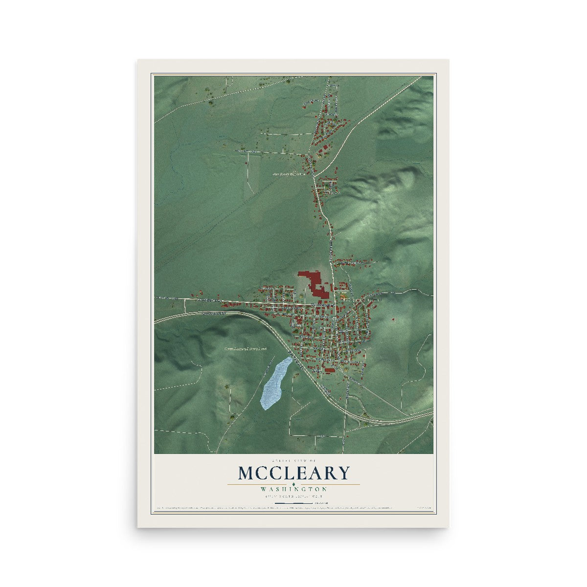Map of McCleary, Washington, 12 x 18 inch unframed archival matte print