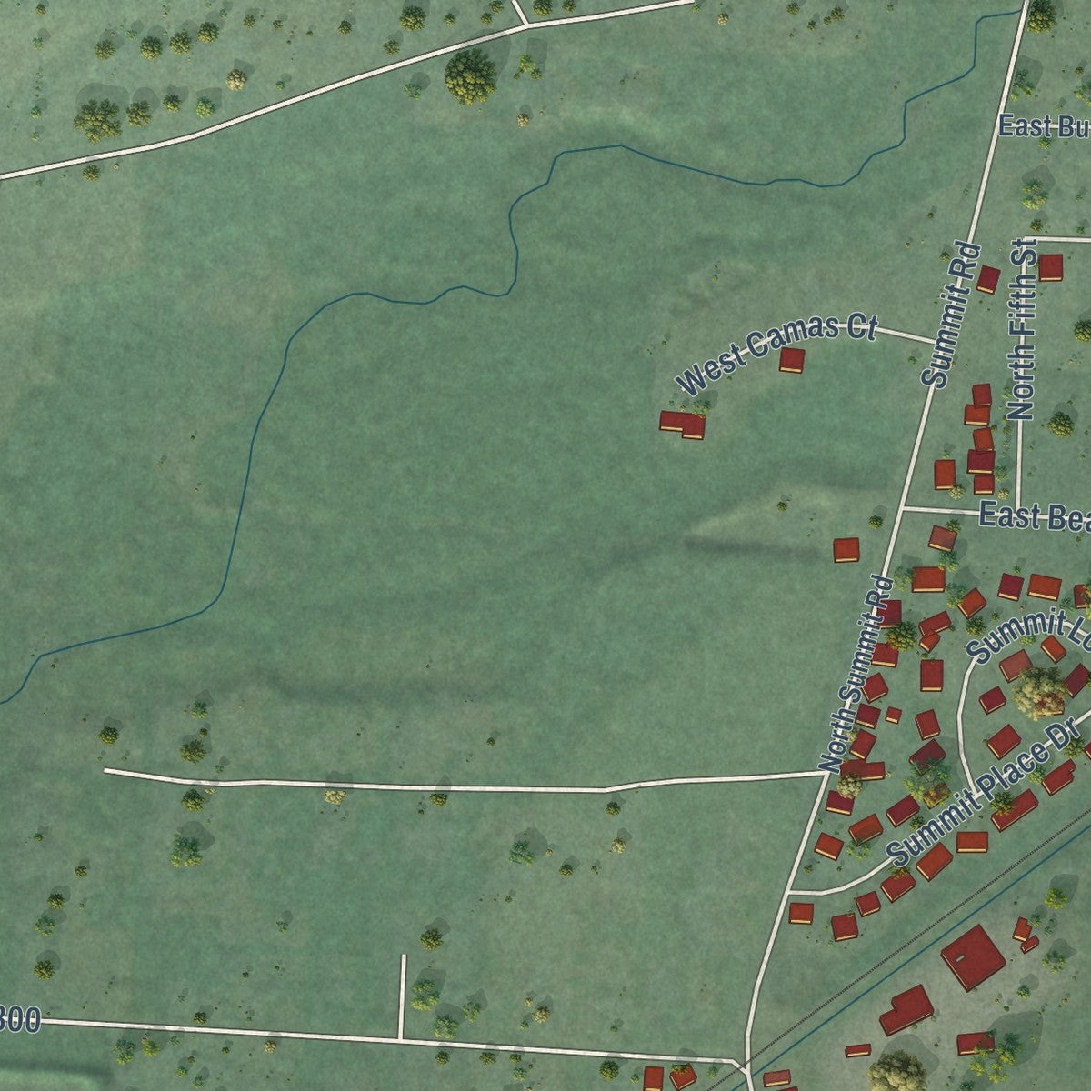Second close-up of the map of McCleary, Washington print showing more streets and buildings