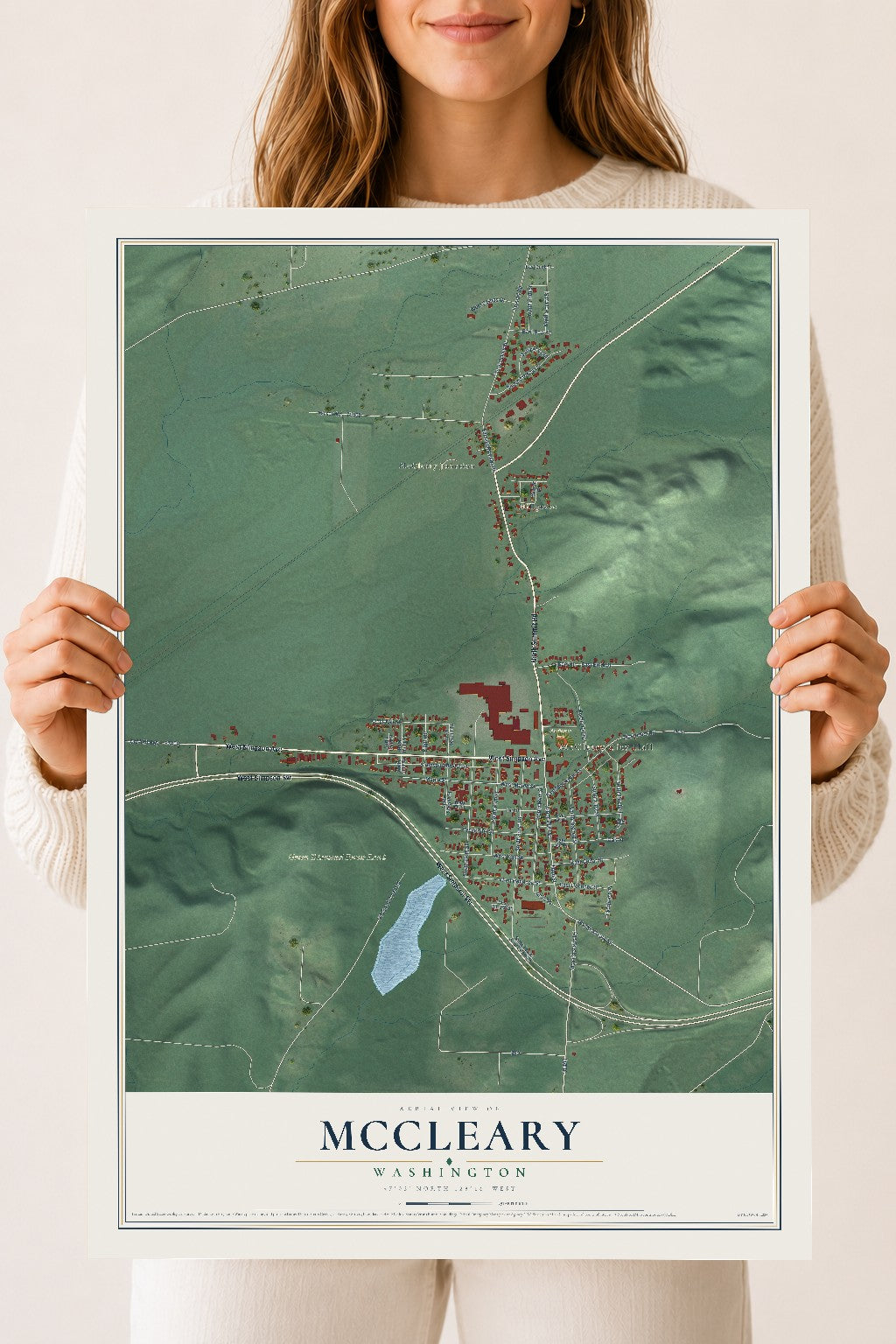 Map of McCleary, Washington, 18 x 24 inch unframed archival matte print