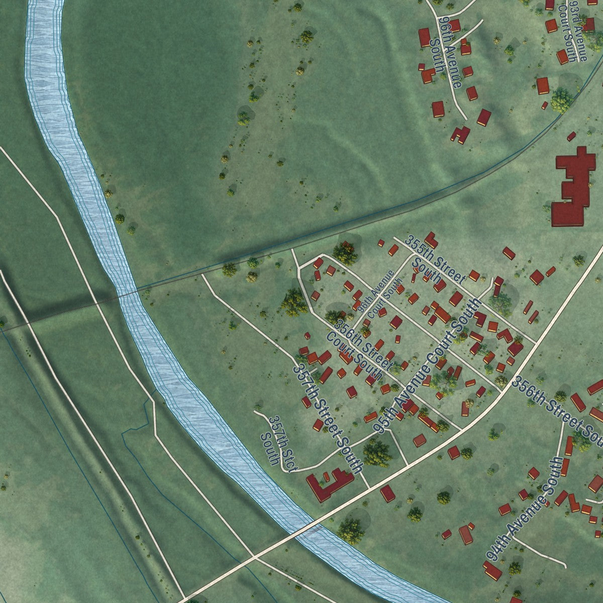 Close-up of the map of McKenna, Washington print showing street and building detail