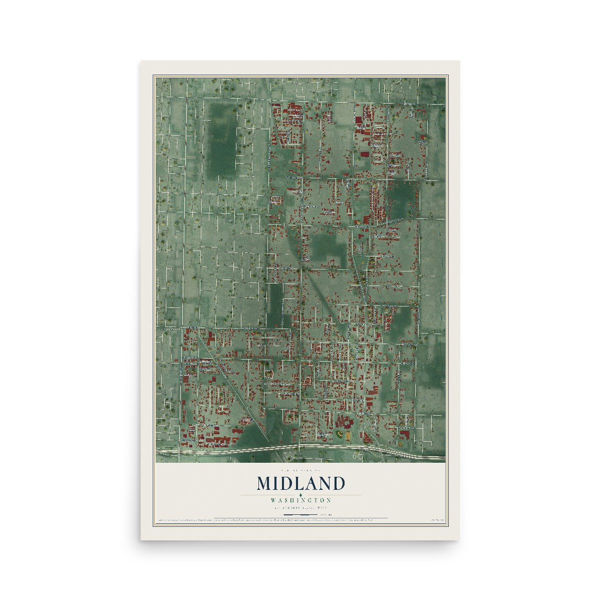 Map of Midland, Washington, 12 x 18 inch unframed archival matte print