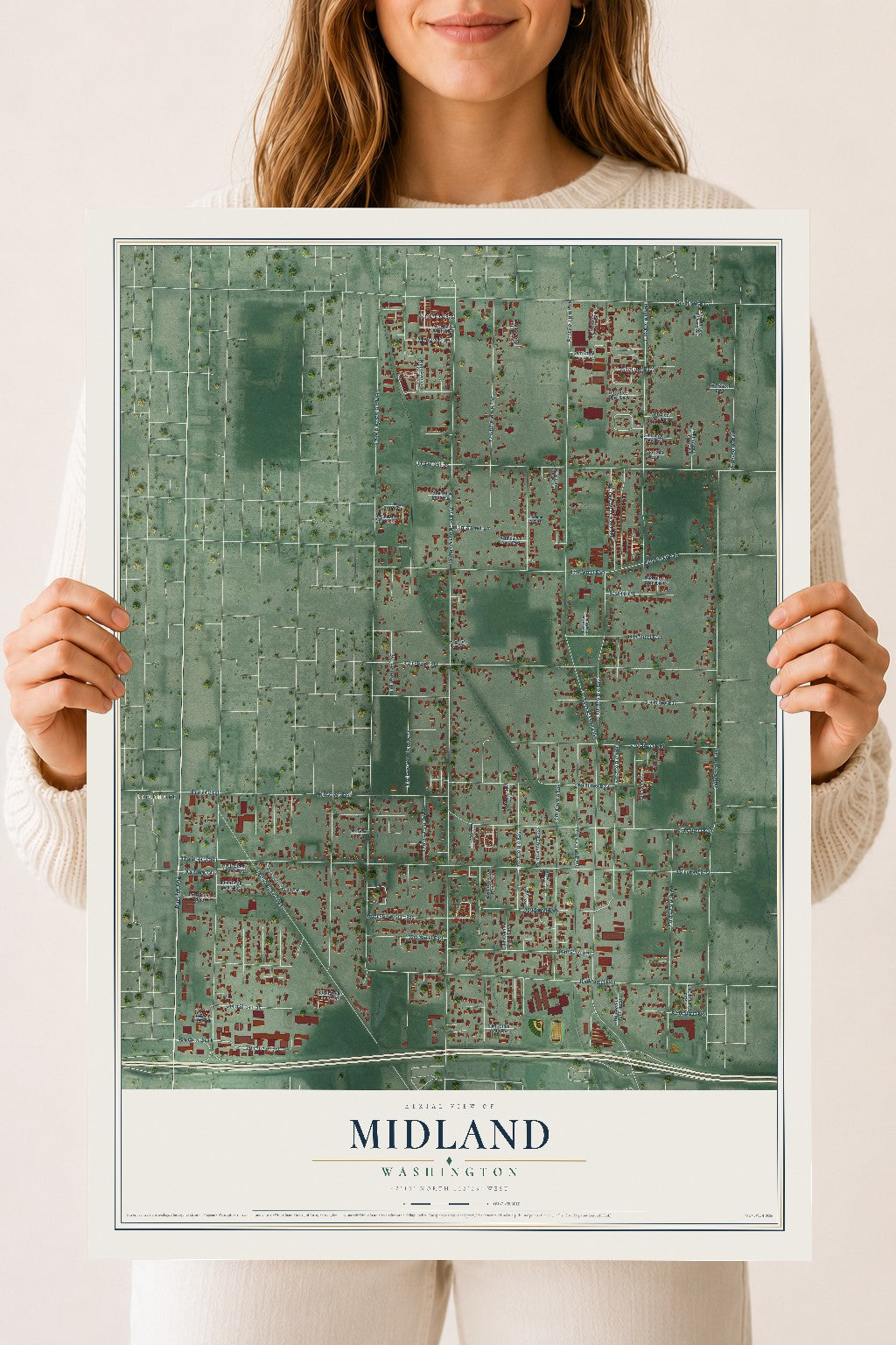 Map of Midland, Washington, 18 x 24 inch unframed archival matte print