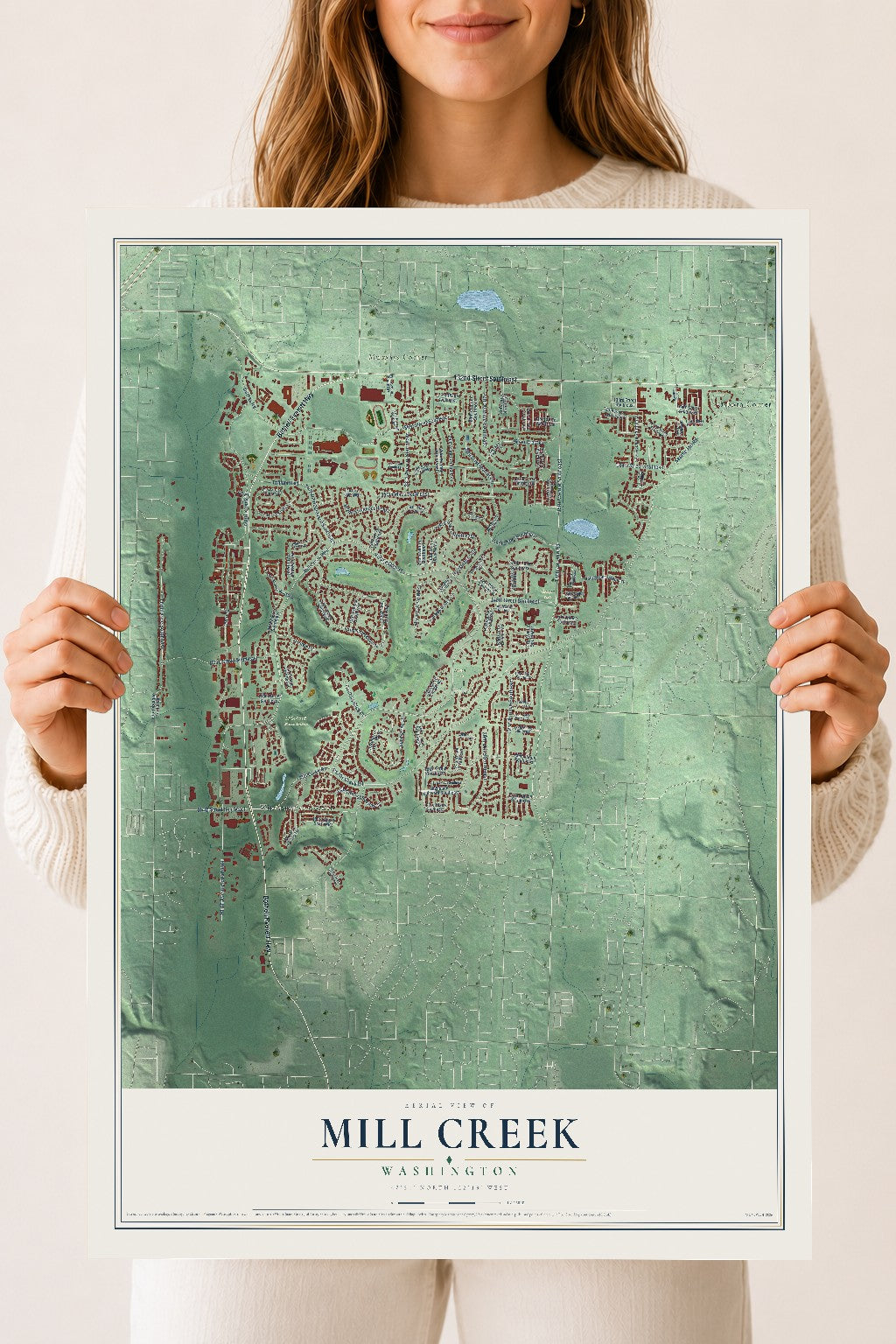 Map of Mill Creek, Washington, 18 x 24 inch unframed archival matte print