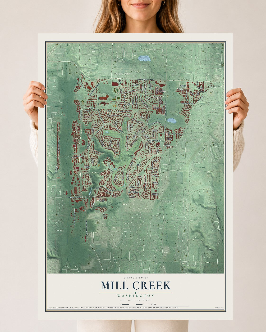 Map of Mill Creek, Washington, 24 x 36 inch unframed archival matte print