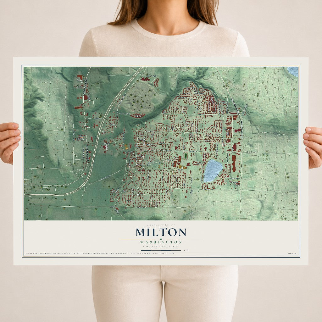 Map of Milton, Washington, 18 x 24 inch unframed archival matte print