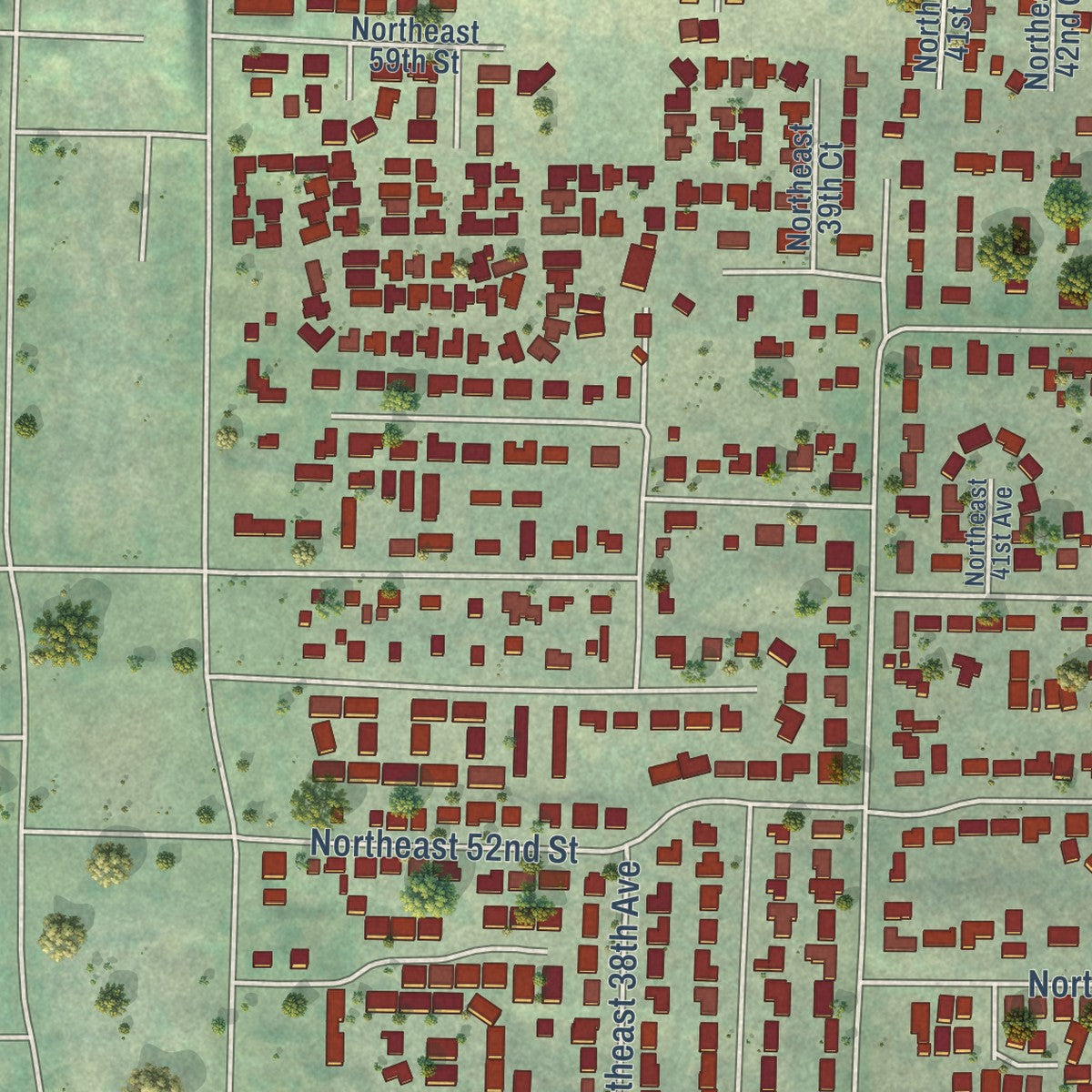 Close-up of the map of Minnehaha, Washington print showing street and building detail