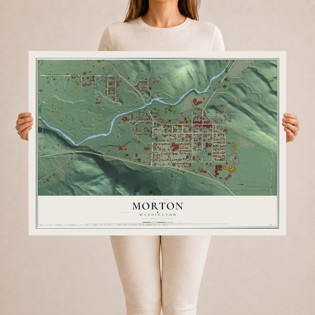 Map of Morton, Washington, 24 x 36 inch unframed archival matte print
