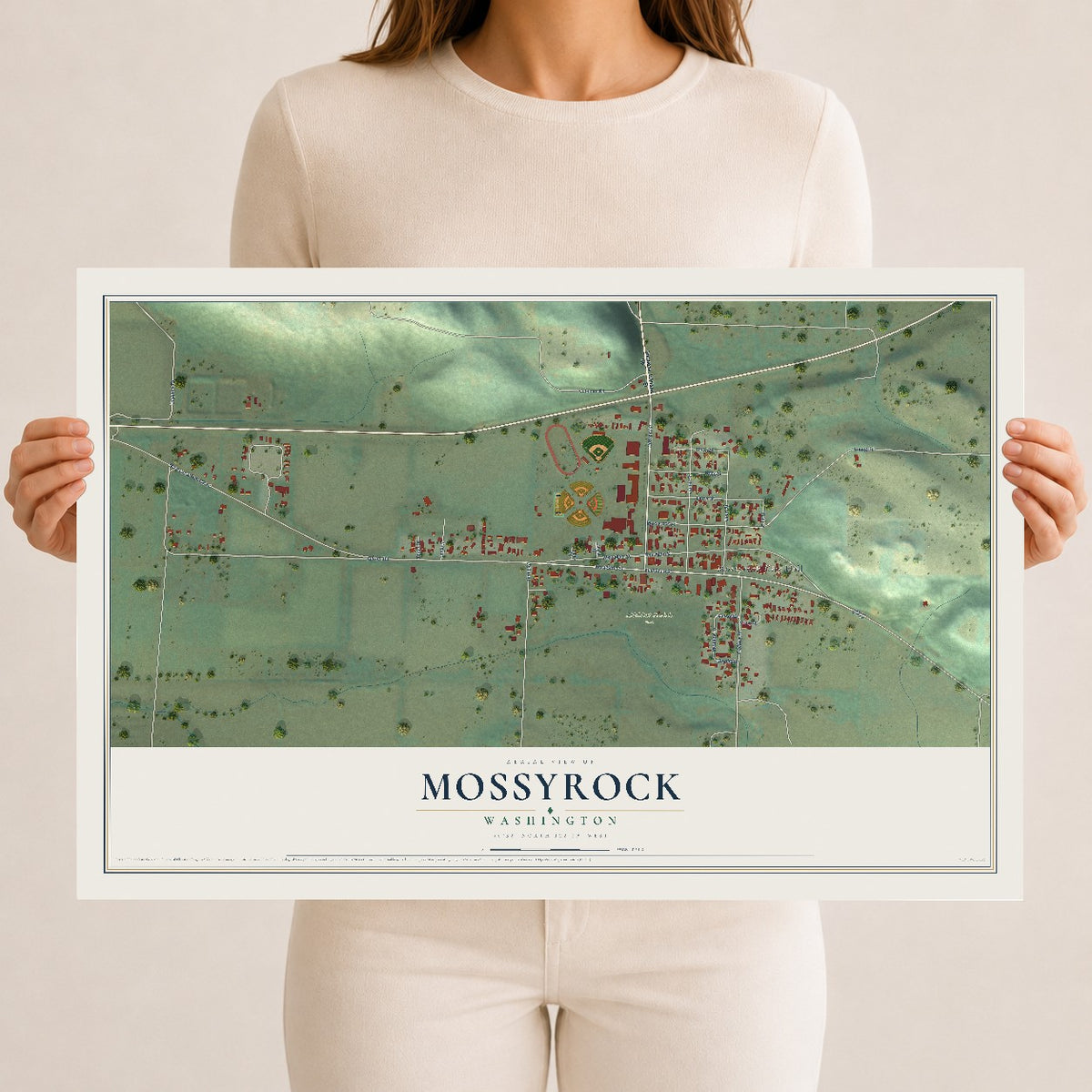 Map of Mossyrock, Washington, 12 x 18 inch unframed archival matte print