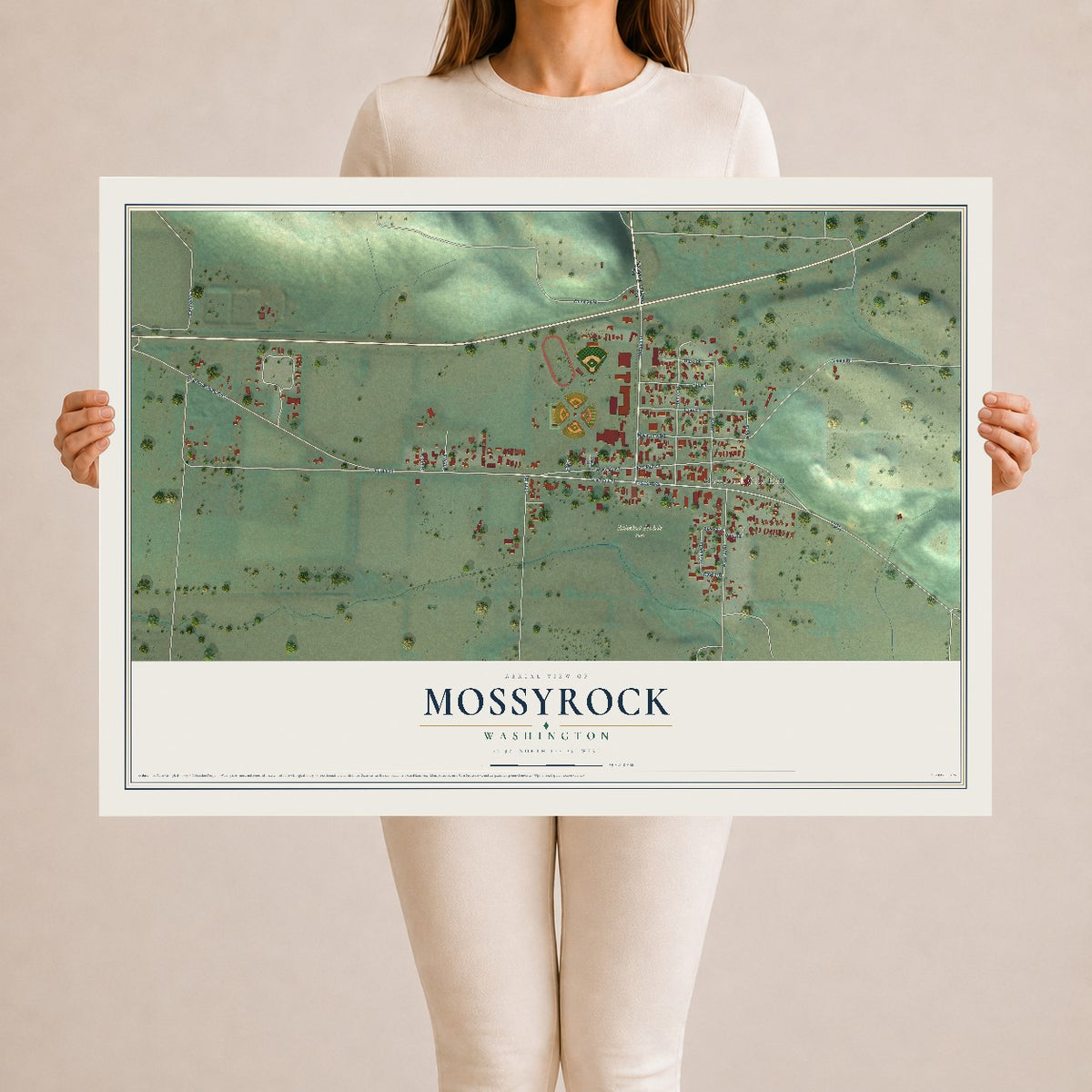 Map of Mossyrock, Washington, 24 x 36 inch unframed archival matte print