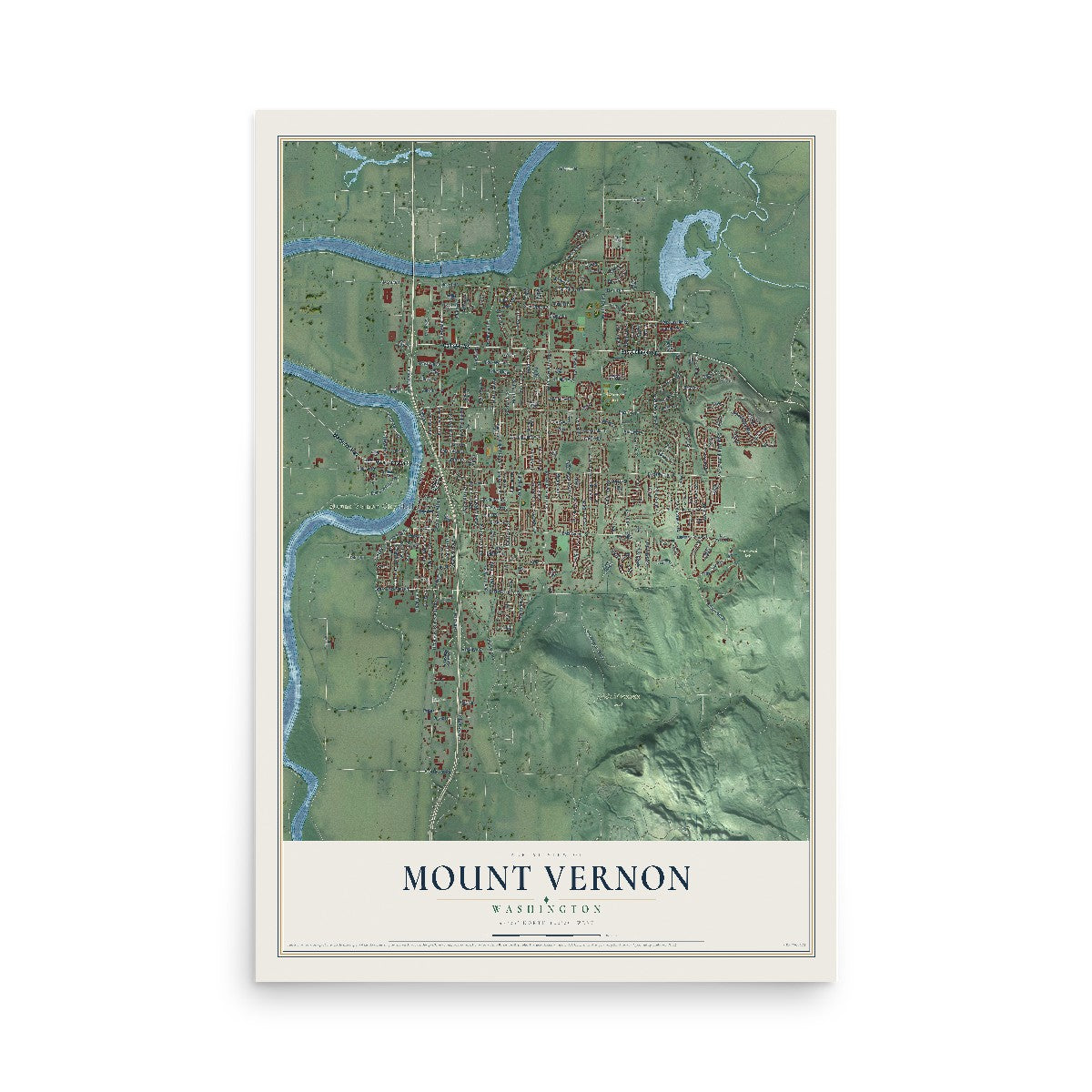 Map of Mount Vernon, Washington, 12 x 18 inch unframed archival matte print