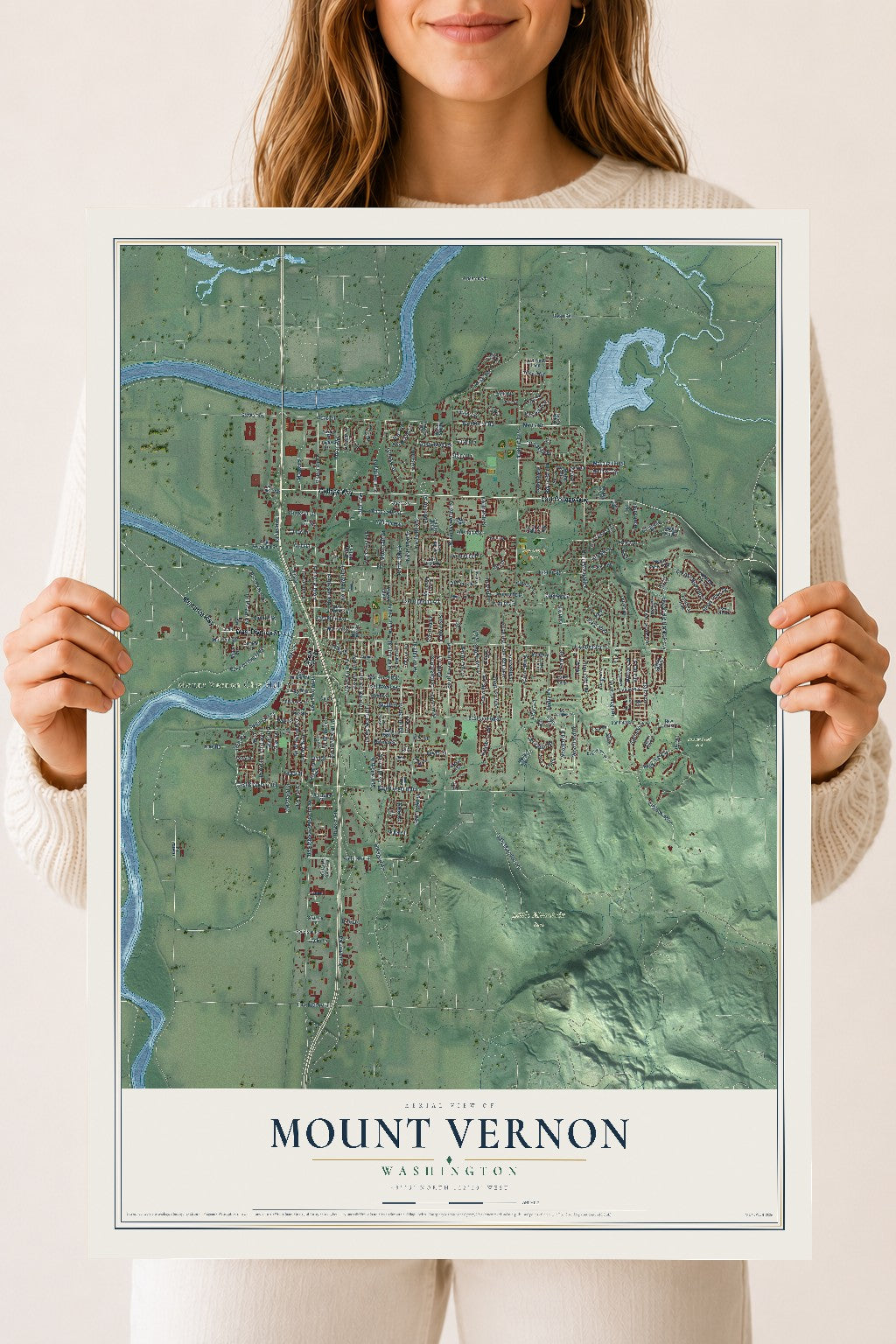 Map of Mount Vernon, Washington, 18 x 24 inch unframed archival matte print