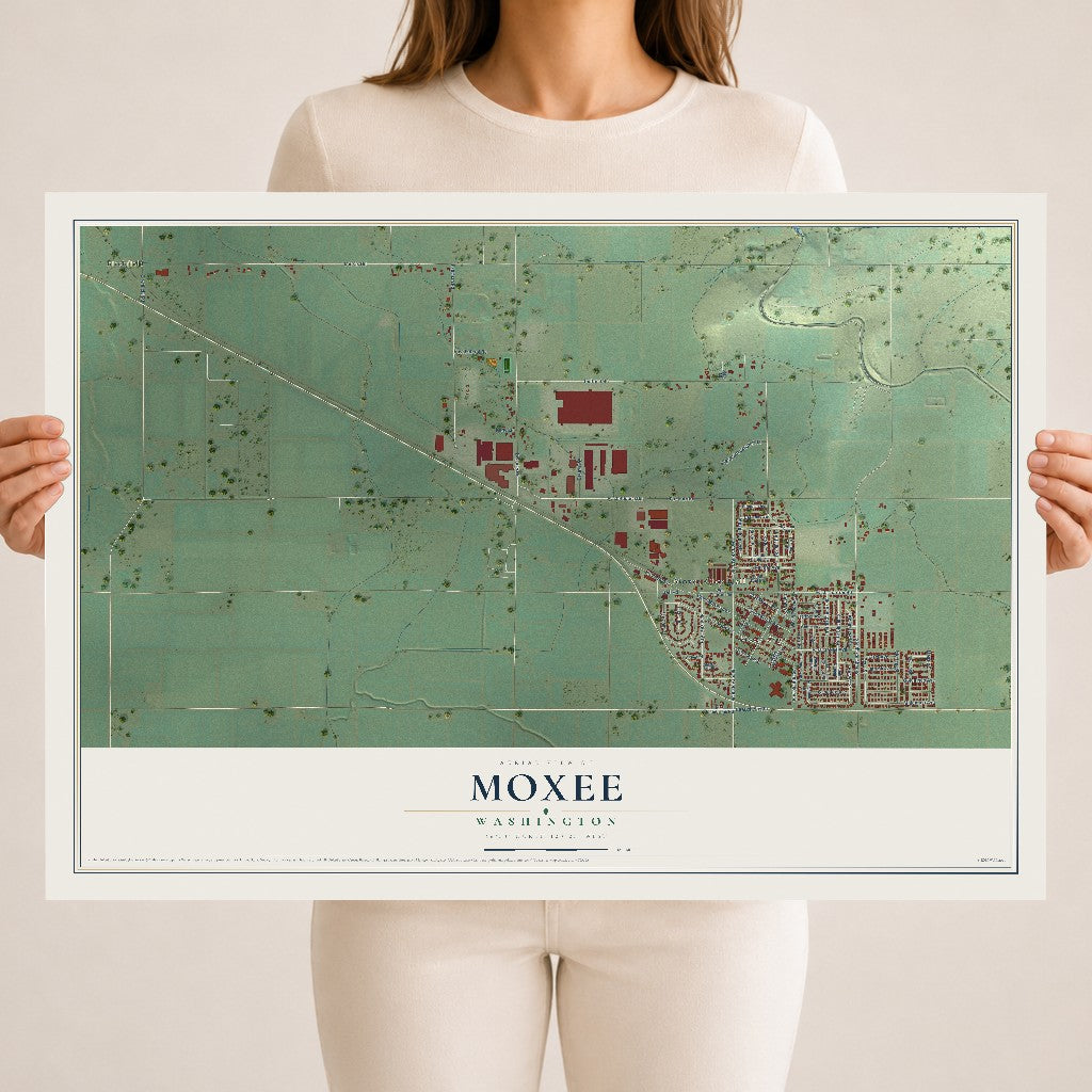 Map of Moxee, Washington, 18 x 24 inch unframed archival matte print
