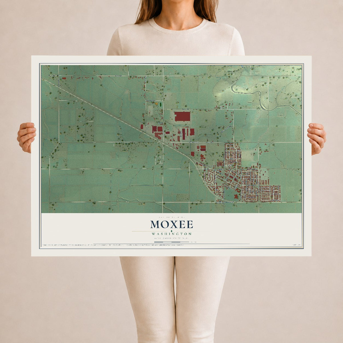 Map of Moxee, Washington, 24 x 36 inch unframed archival matte print