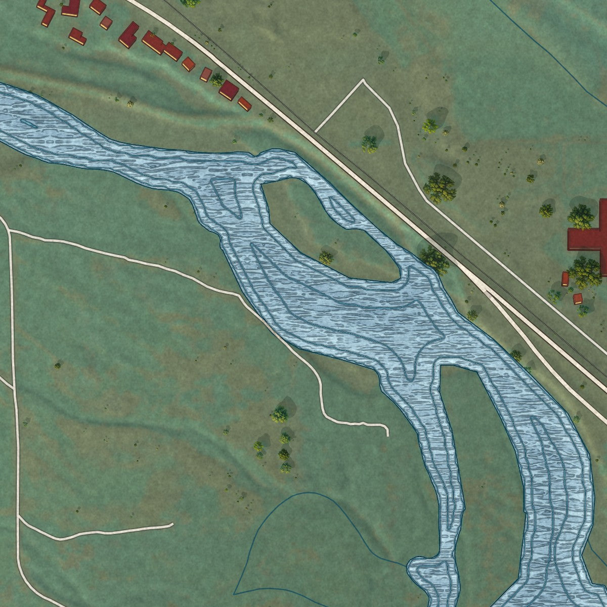 Second close-up of the map of Naches, Washington print showing more streets and buildings