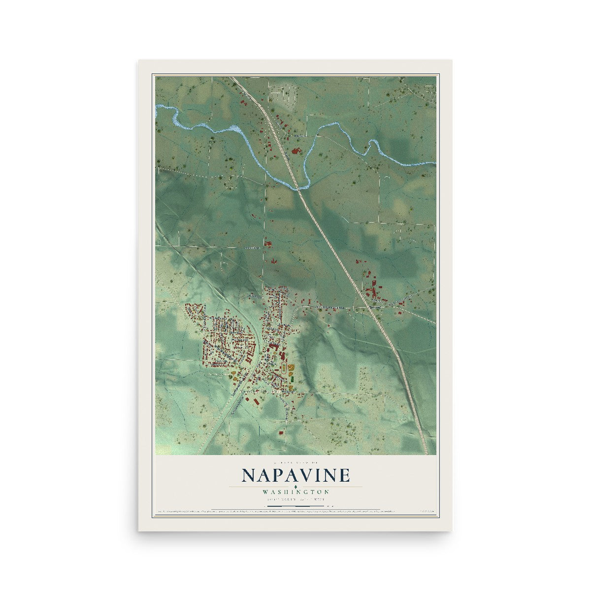Map of Napavine, Washington, 12 x 18 inch unframed archival matte print