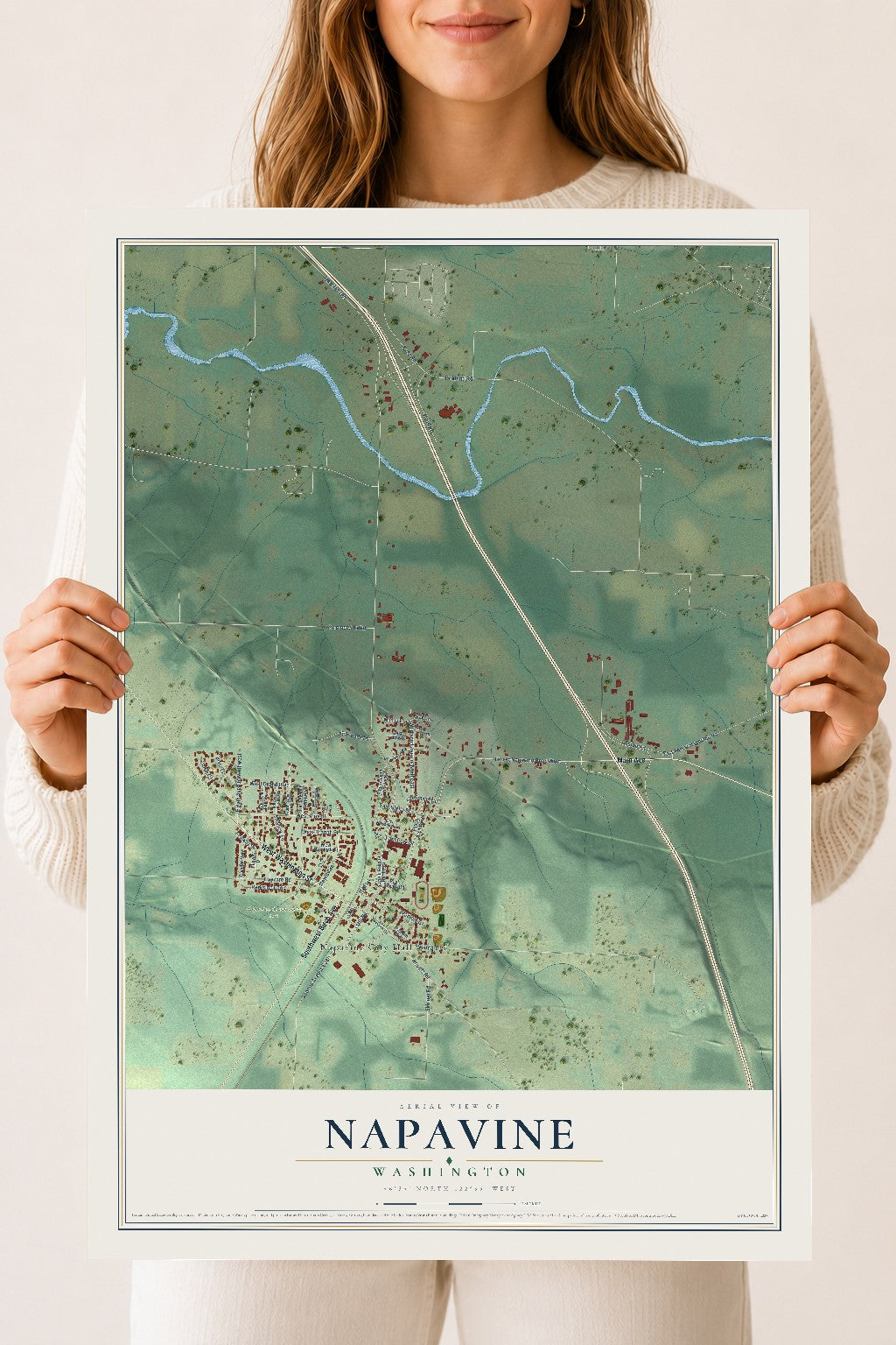 Map of Napavine, Washington, 18 x 24 inch unframed archival matte print
