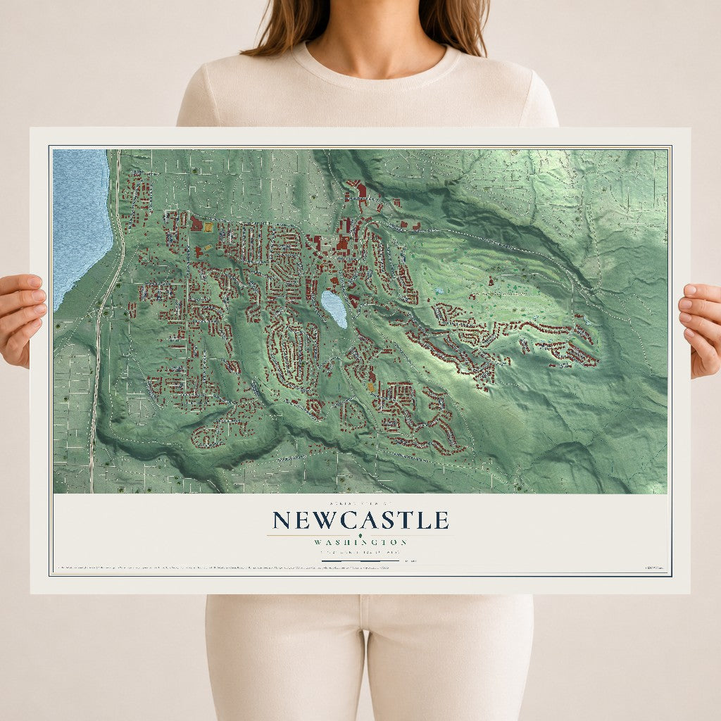 Map of Newcastle, Washington, 18 x 24 inch unframed archival matte print