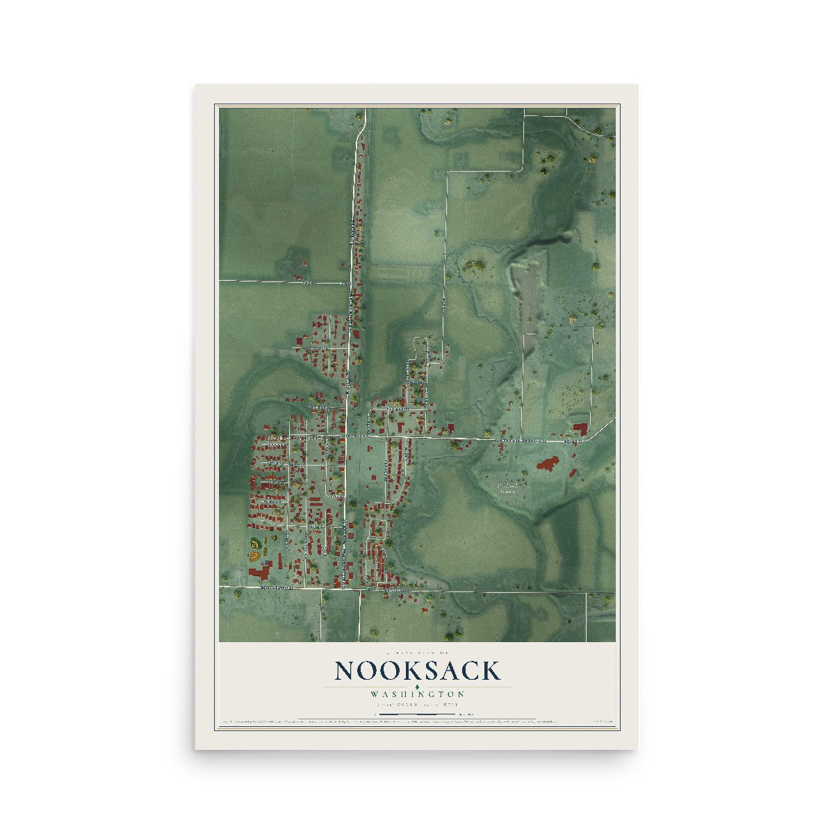 Map of Nooksack, Washington, 12 x 18 inch unframed archival matte print