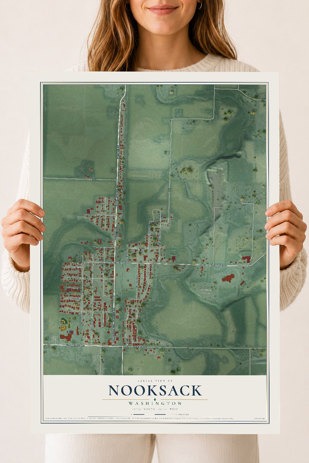 Map of Nooksack, Washington, 18 x 24 inch unframed archival matte print