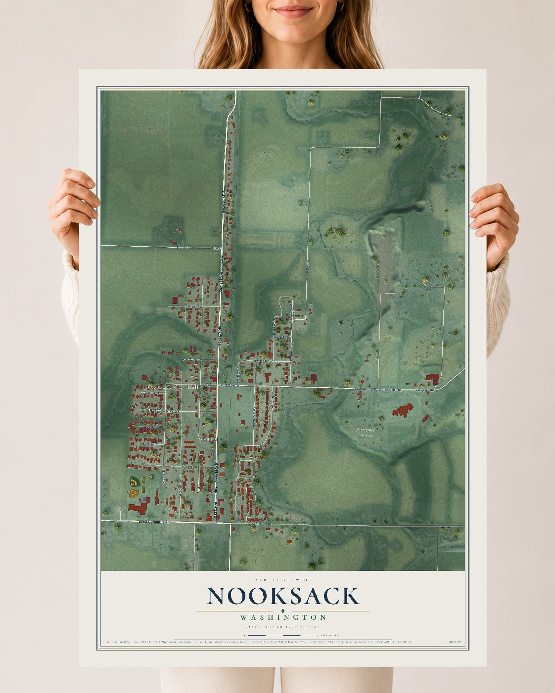 Map of Nooksack, Washington, 24 x 36 inch unframed archival matte print
