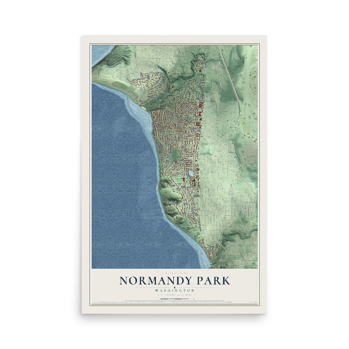 Map of Normandy Park, Washington, 12 x 18 inch unframed archival matte print