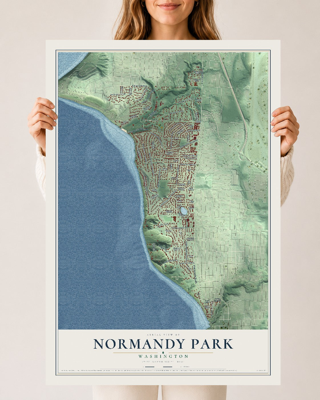 Map of Normandy Park, Washington, 24 x 36 inch unframed archival matte print
