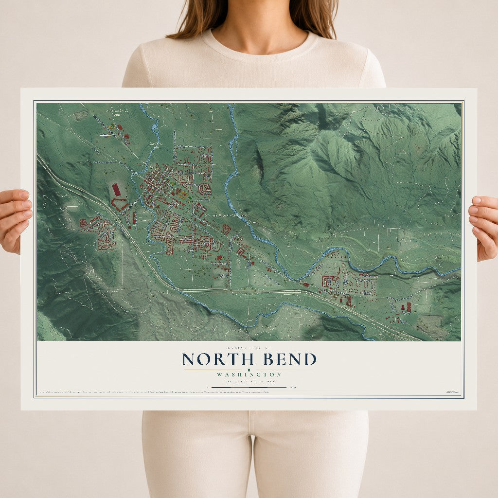 Map of North Bend, Washington, 18 x 24 inch unframed archival matte print