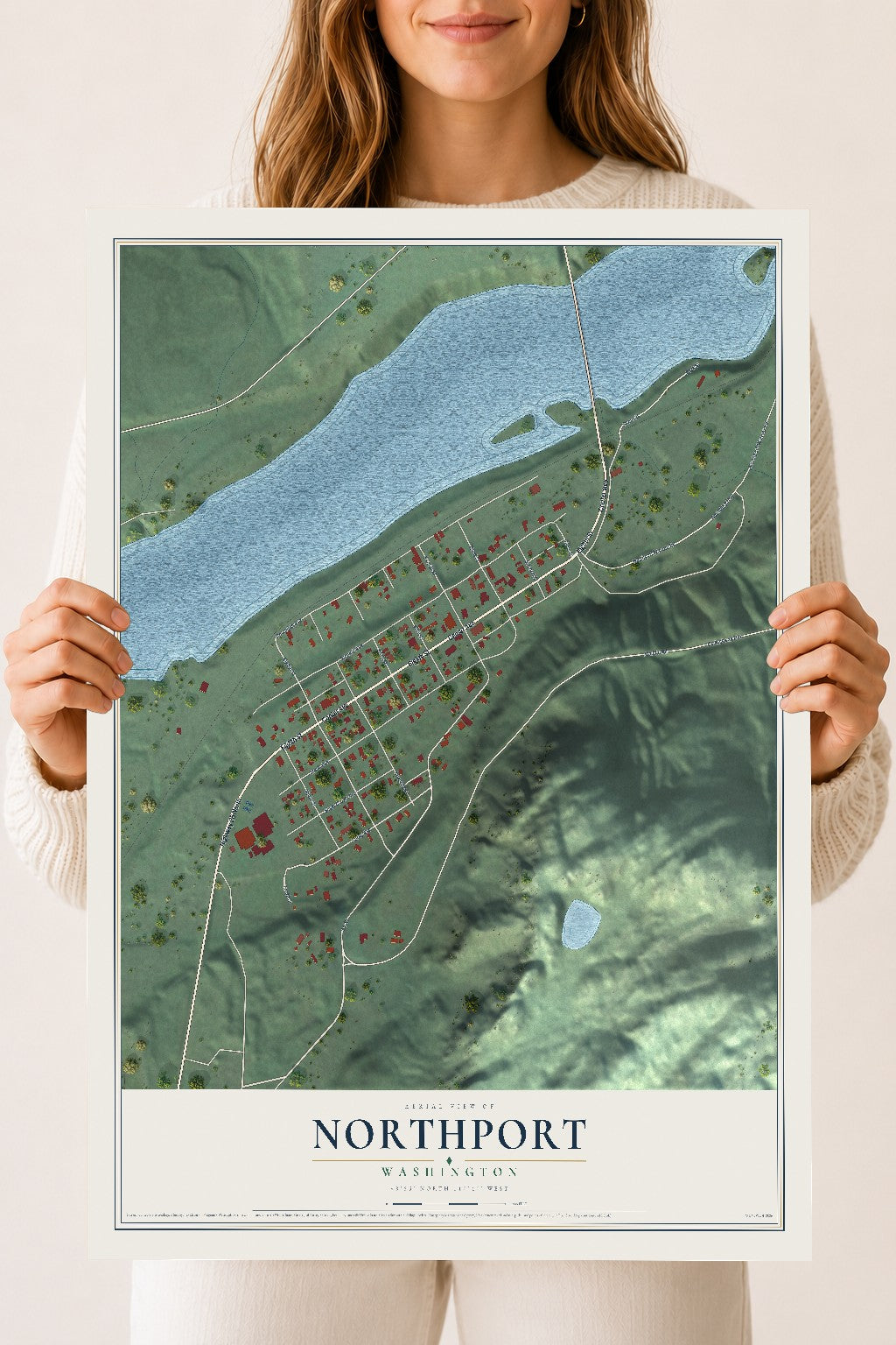 Map of Northport, Washington, 18 x 24 inch unframed archival matte print
