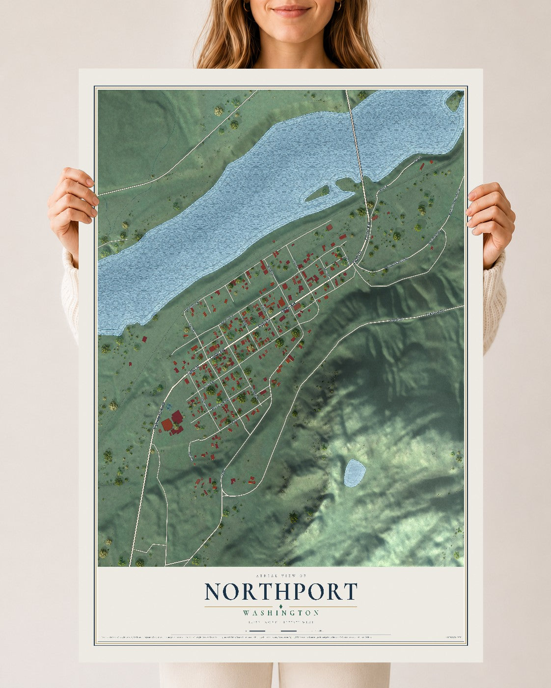 Map of Northport, Washington, 24 x 36 inch unframed archival matte print