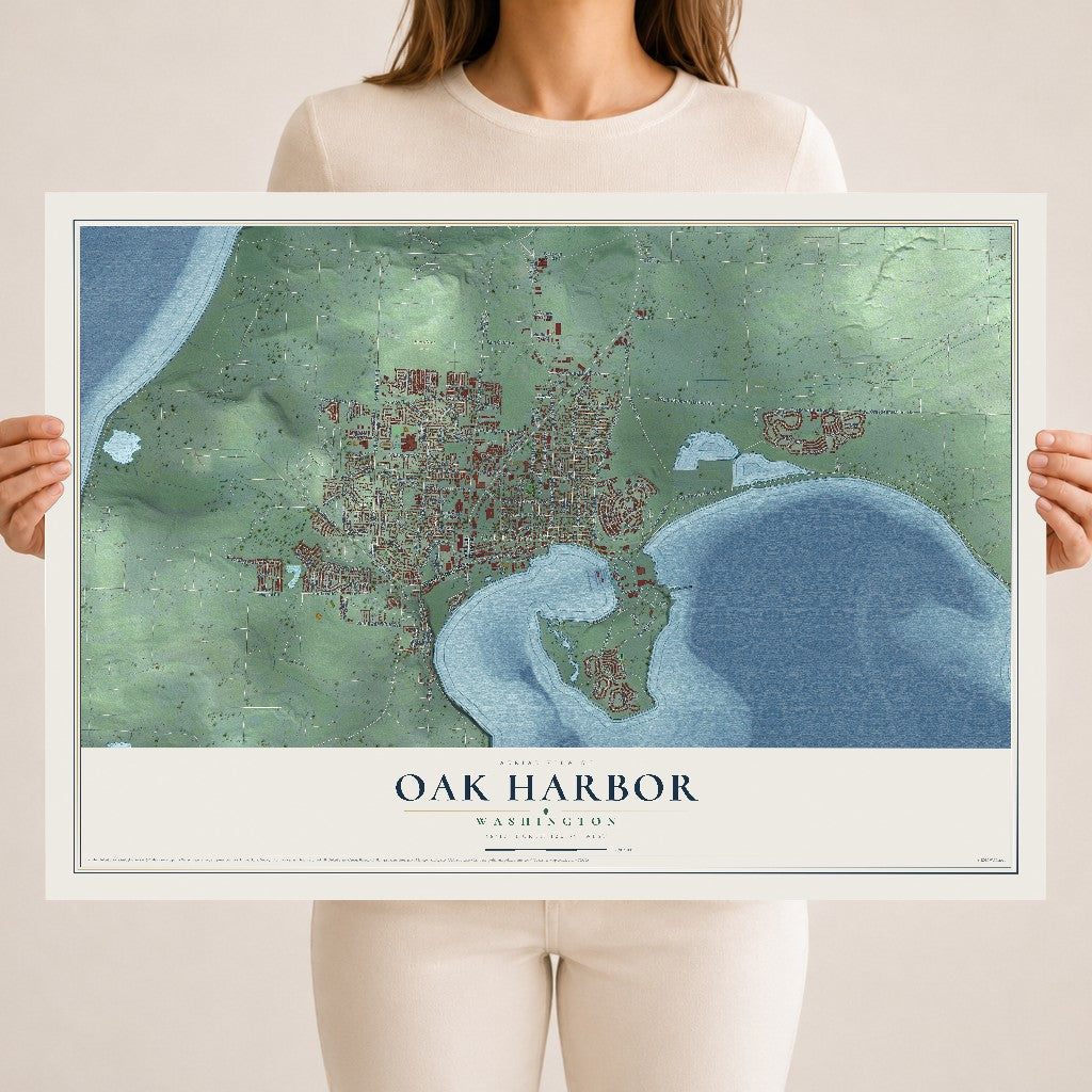Map of Oak Harbor, Washington, 18 x 24 inch unframed archival matte print
