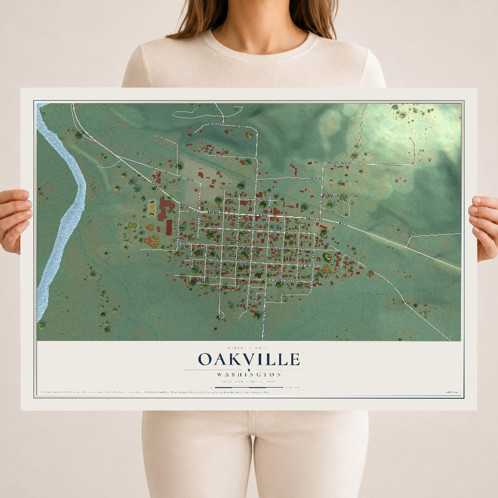 Map of Oakville, Washington, 18 x 24 inch unframed archival matte print