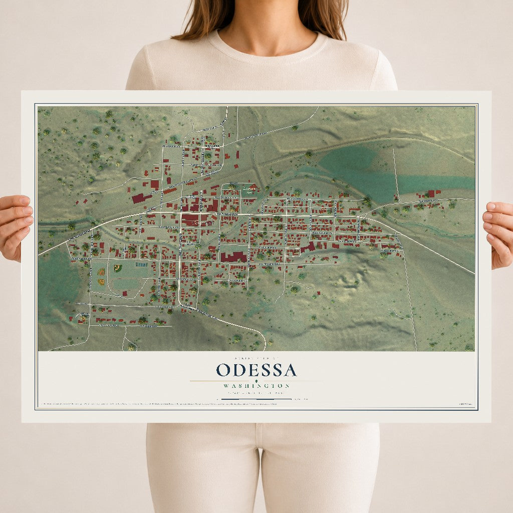 Map of Odessa, Washington, 18 x 24 inch unframed archival matte print