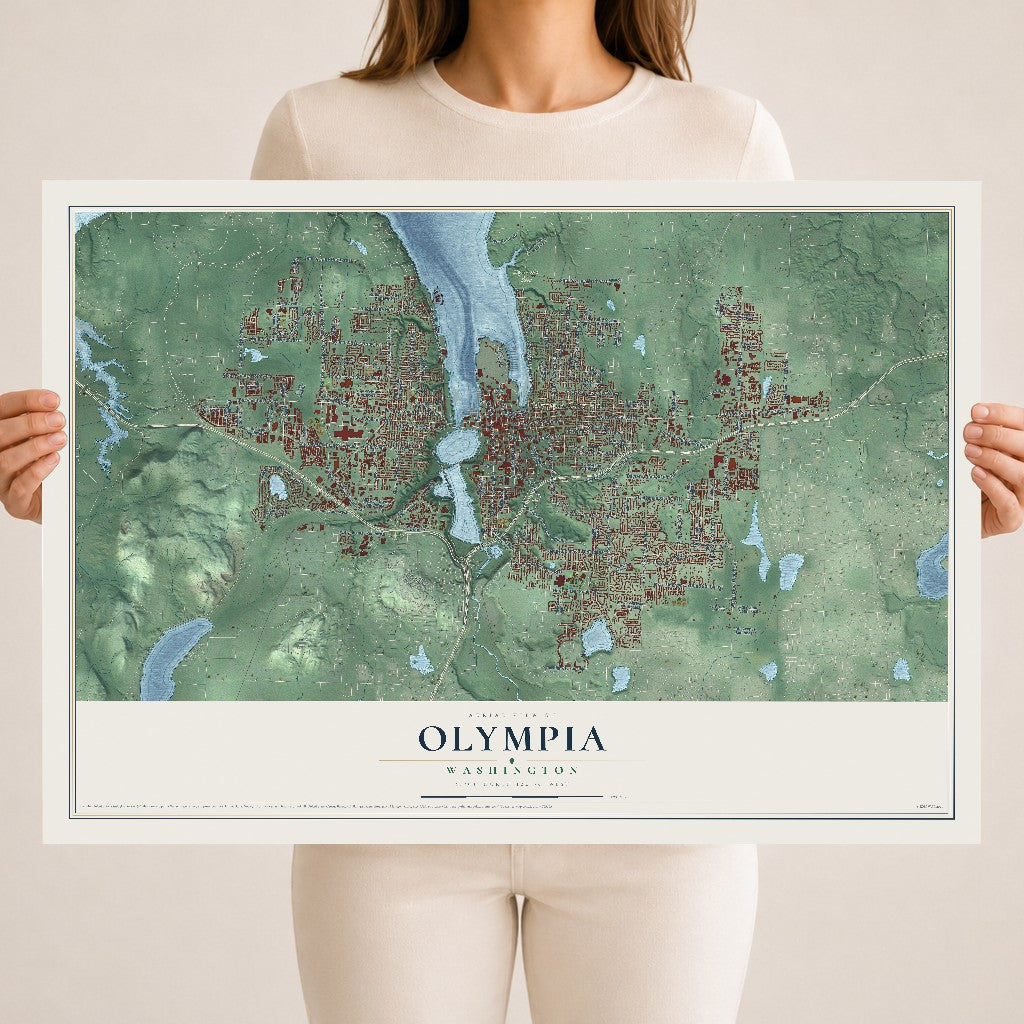 Map of Olympia, Washington, 18 x 24 inch unframed archival matte print