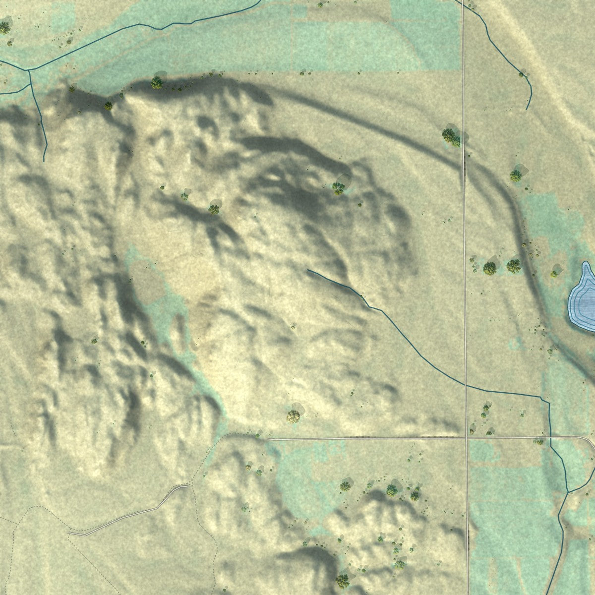 Second close-up of the map of Omak, Washington print showing more streets and buildings
