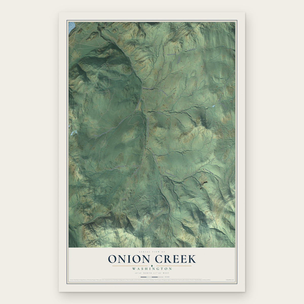 Onion Creek, Washington map print, the full design