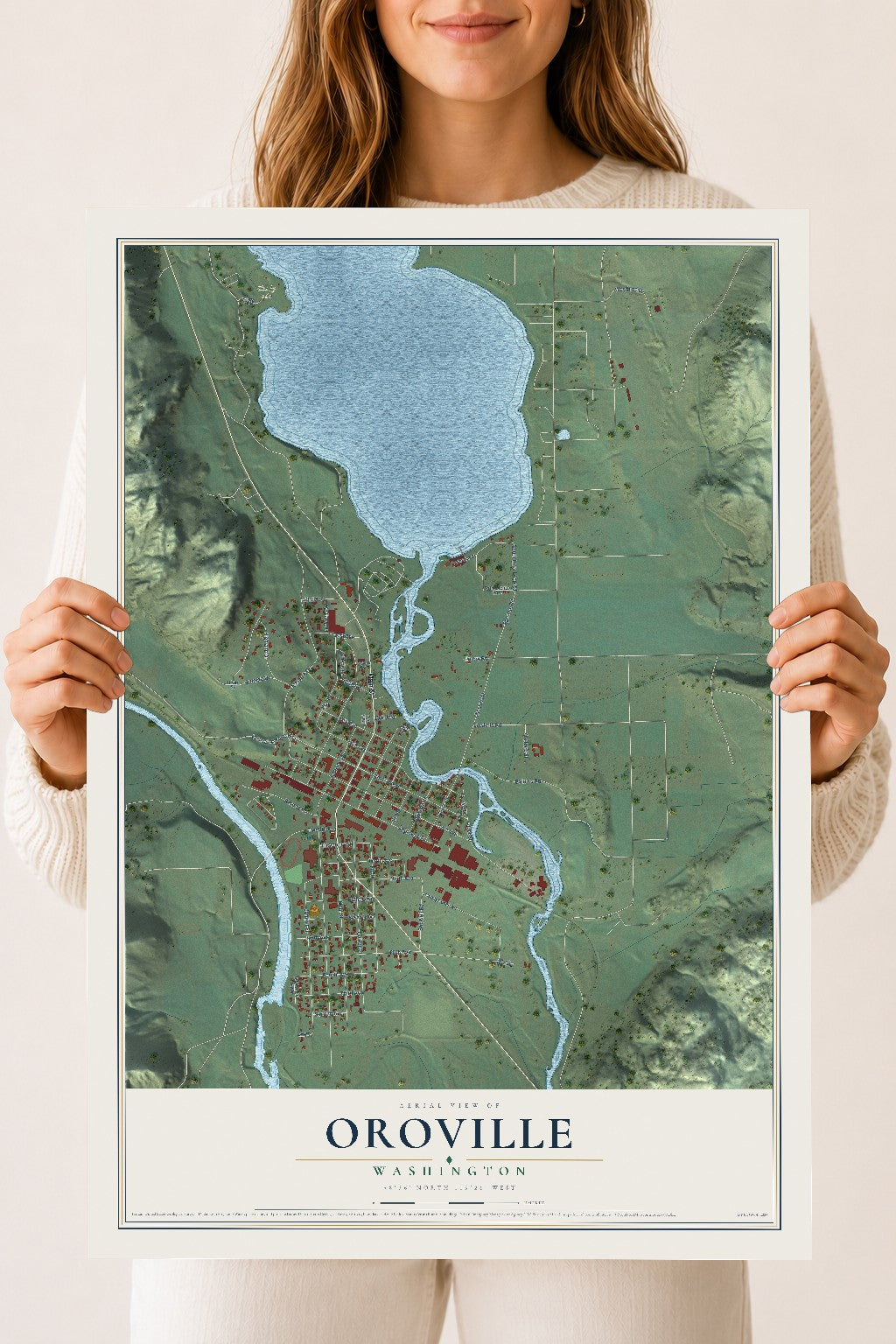 Map of Oroville, Washington, 18 x 24 inch unframed archival matte print