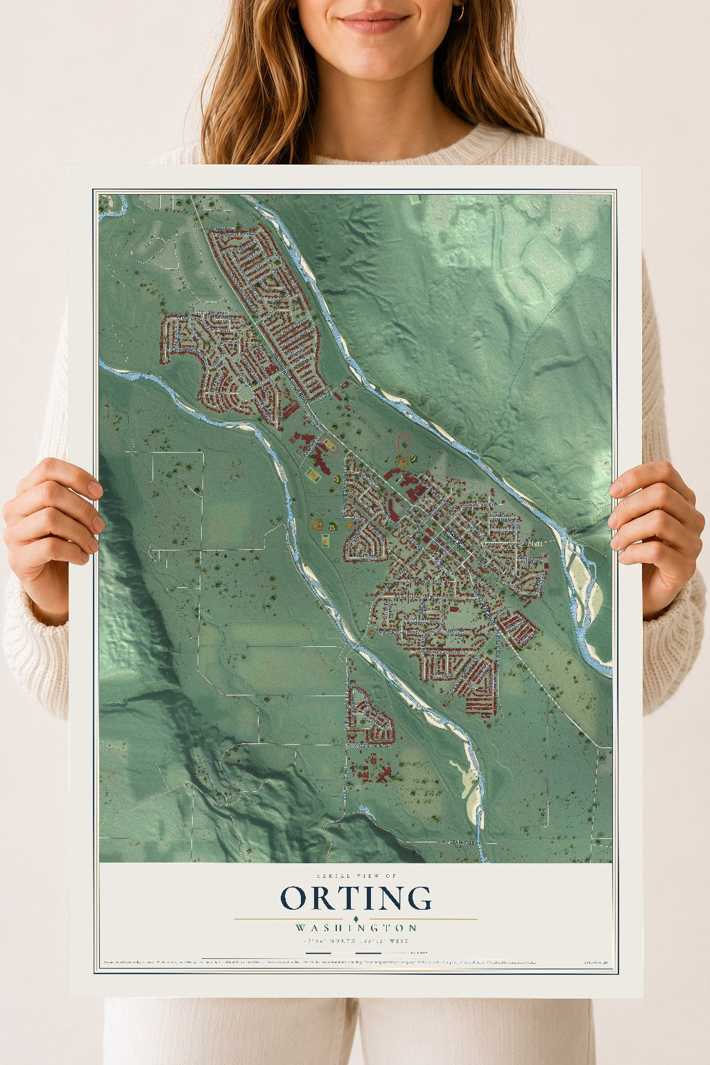 Map of Orting, Washington, 18 x 24 inch unframed archival matte print