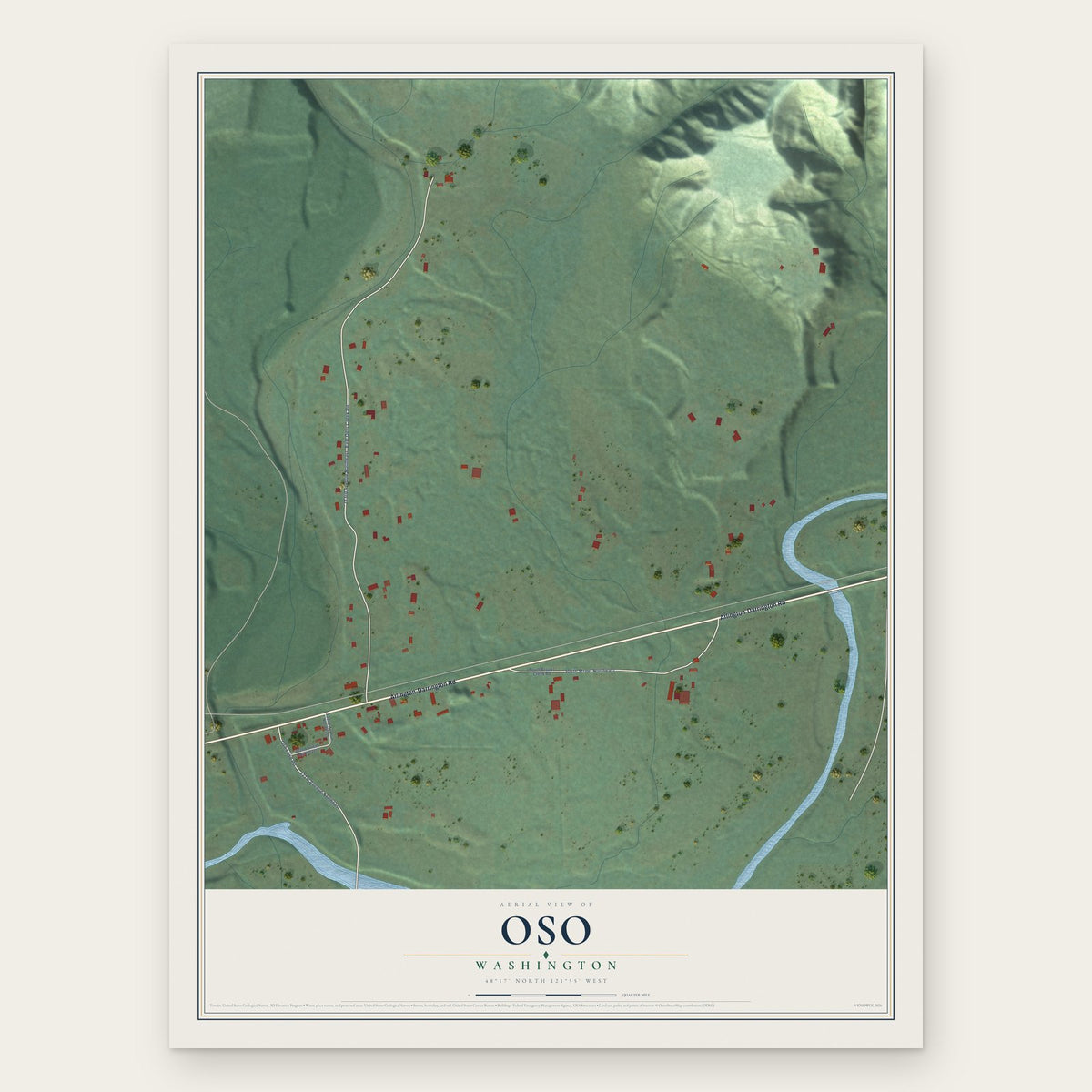 Oso, Washington map print, the full design