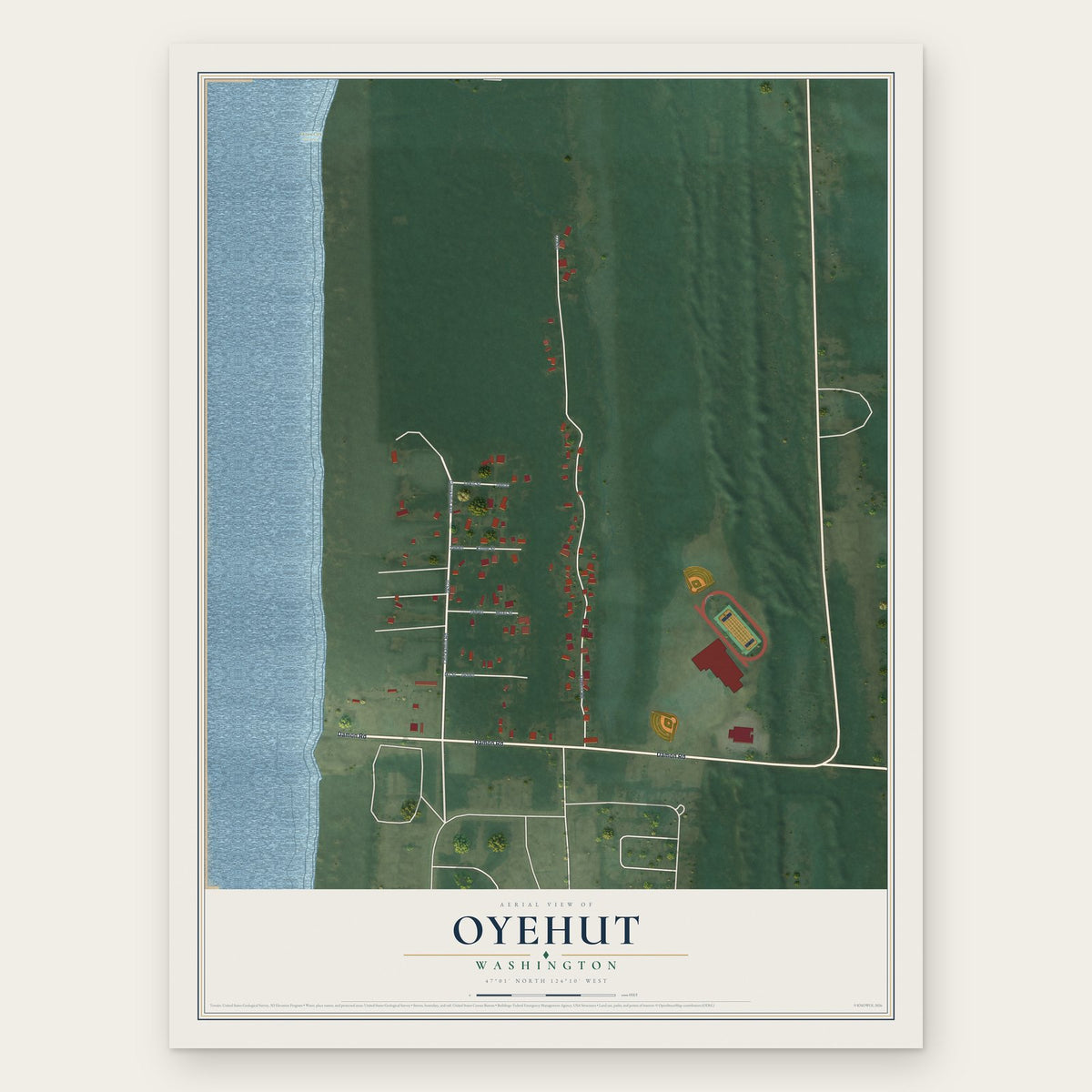 Oyehut, Washington map print, the full design