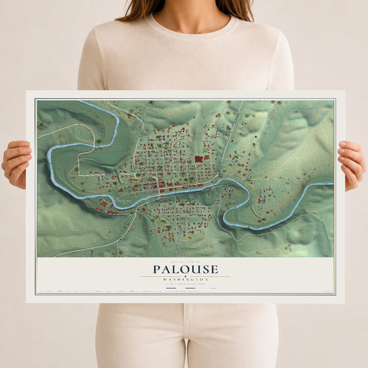 Map of Palouse, Washington, 12 x 18 inch unframed archival matte print