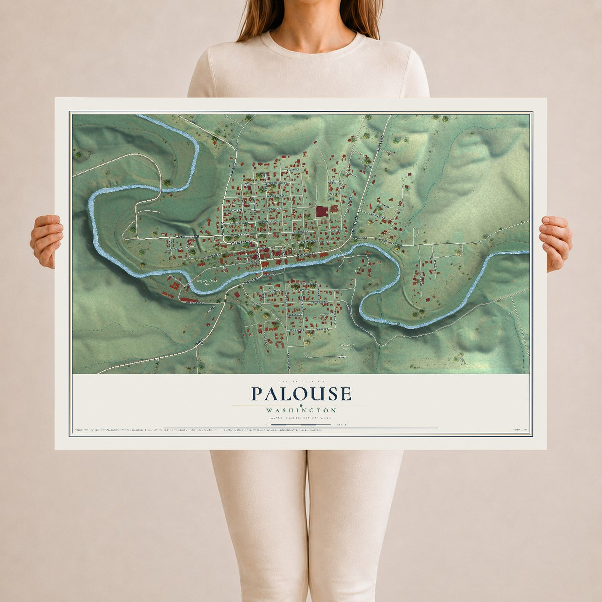 Map of Palouse, Washington, 24 x 36 inch unframed archival matte print