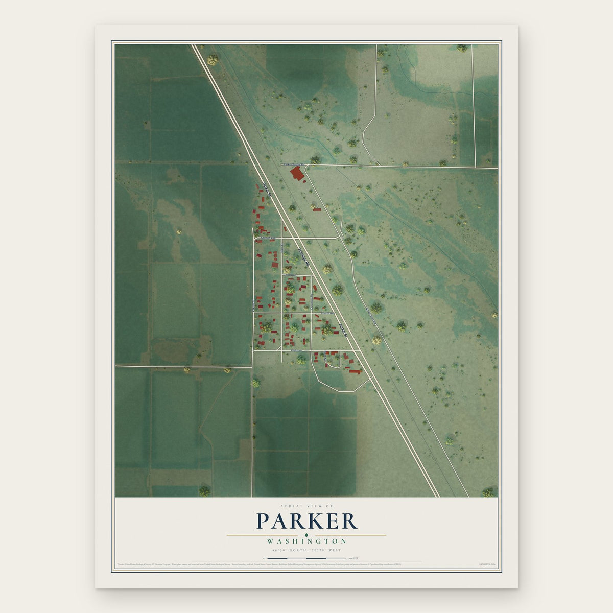 Parker, Washington map print, the full design